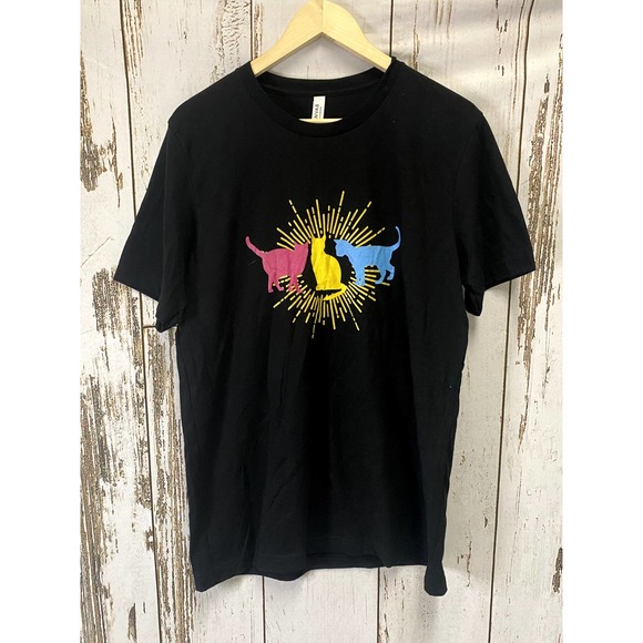 Canvas Tops - Canvas Colorful Cat Design T-Shirt